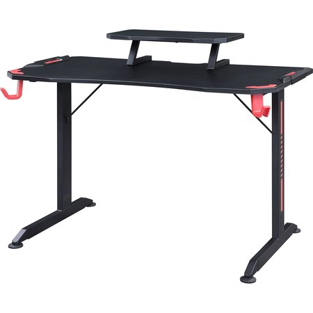 LORELL Gaming Desk, w/Monitor Shelf/Hooks, 48"x26"x36", Black LLR84393